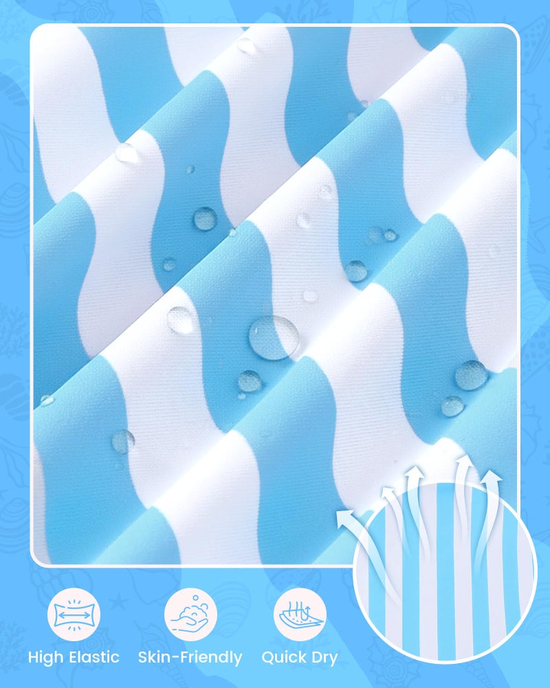 Mioglrie Girls Bathing Suits One Piece Kids Swimsuit Size 13 14 Cute Beach Crossback Neckband Swim Suit Summer Blue Straps Swimsuits for Teens Girls' Swimwear - Image 5