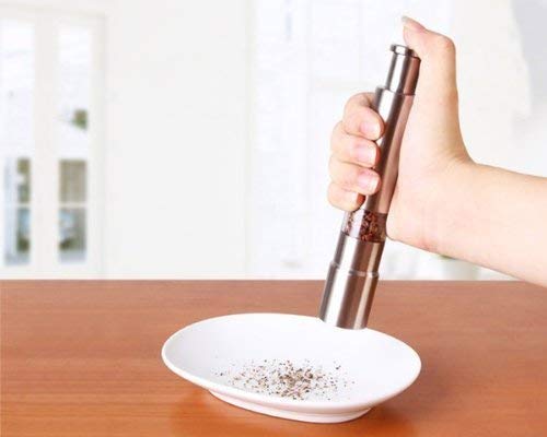 Rexmon Kitchen Mini Pepper Grinder Crusher Mill Stainless Steel Hand Thumb Press Set Machine with Stylish Design for Grinding Salt and Black Pepper Traditional Pepper MillBurr Mill SilverPack of 1 - Image 2