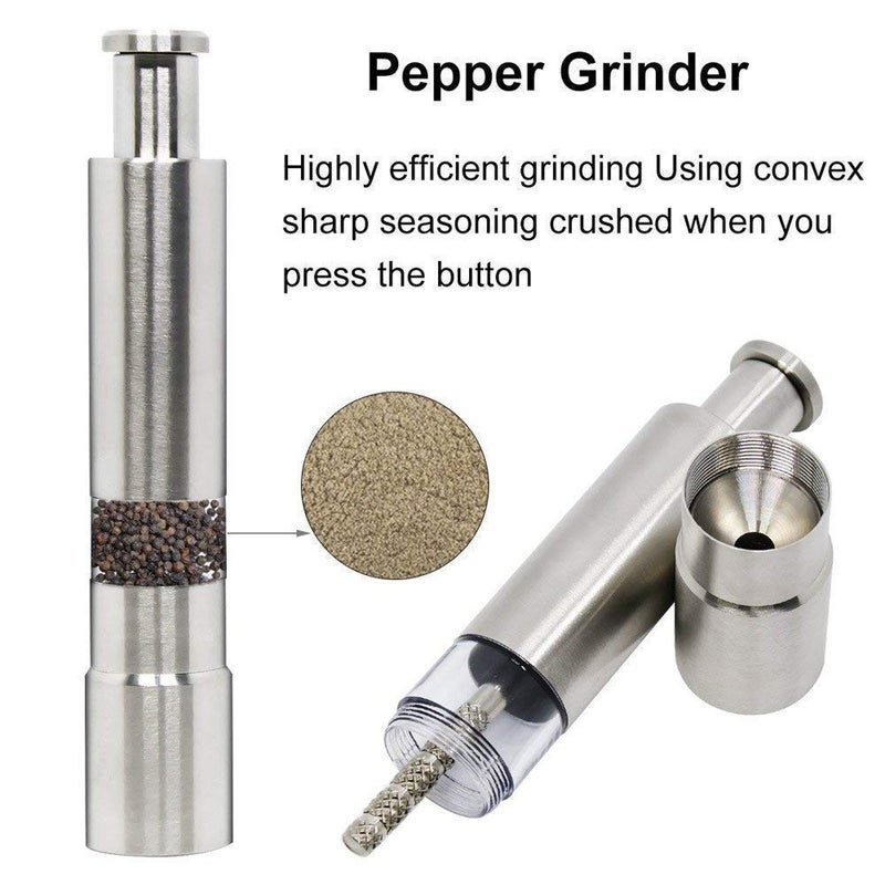 Rexmon Kitchen Mini Pepper Grinder Crusher Mill Stainless Steel Hand Thumb Press Set Machine with Stylish Design for Grinding Salt and Black Pepper Traditional Pepper MillBurr Mill SilverPack of 1 - Image 5