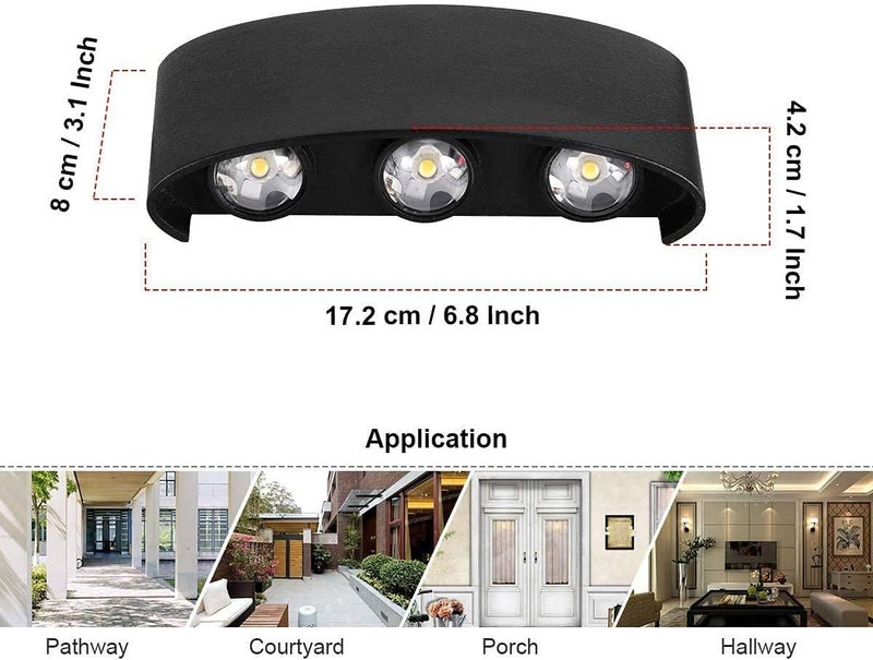 Lumina Waterproof LED Wall Lights for Indoor and Outdoor Decorative Wall Lamps Brighten Up Your Home with Stylish LED Wall Lighting 3 +3 Wall Lights for Living Room, Bedroom, Staircase. Elevation. - Image 3