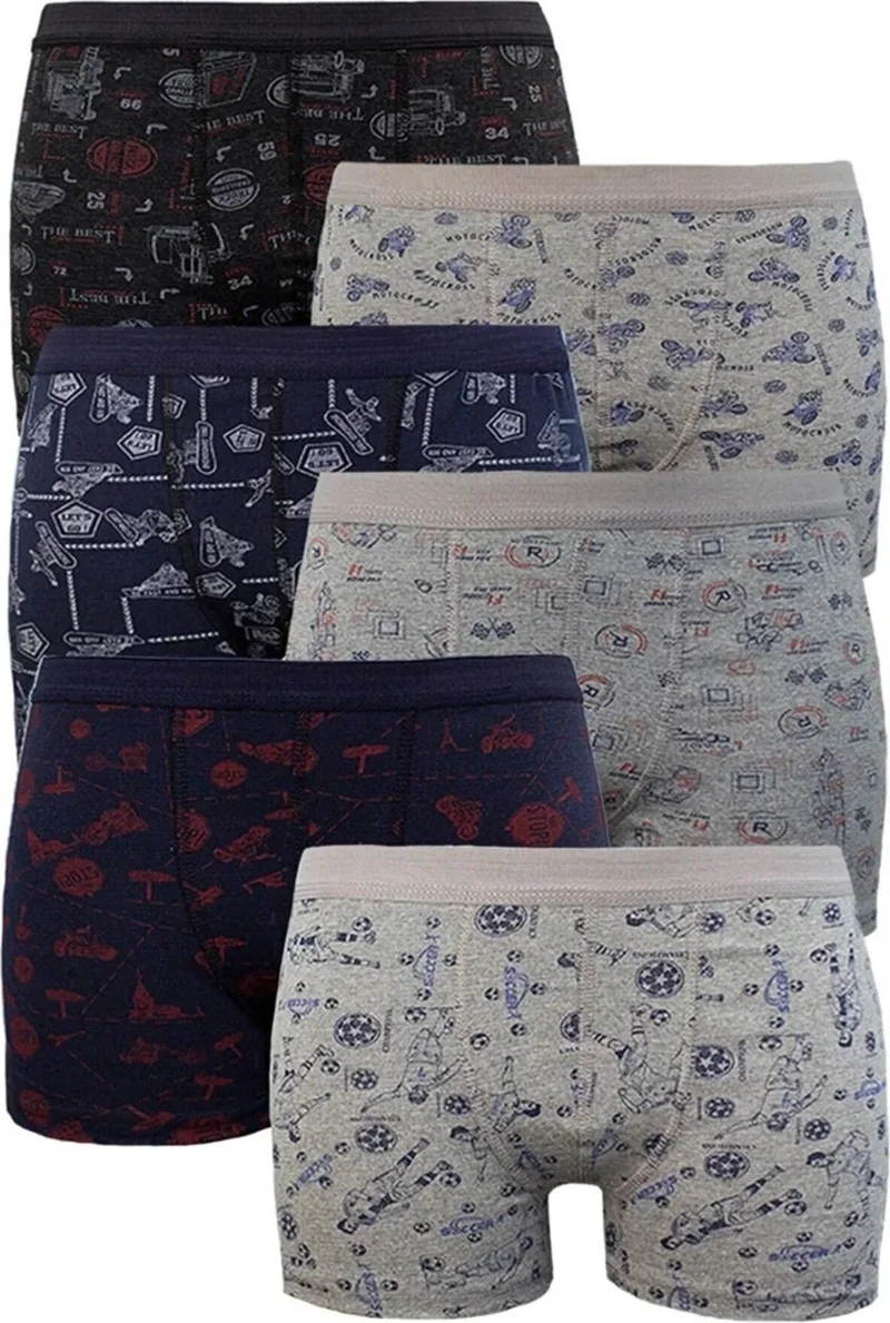 Anıt Anit Men's Lycra Boxer Pack of 6 Patterned Mixed Colors (Menbox 1052)