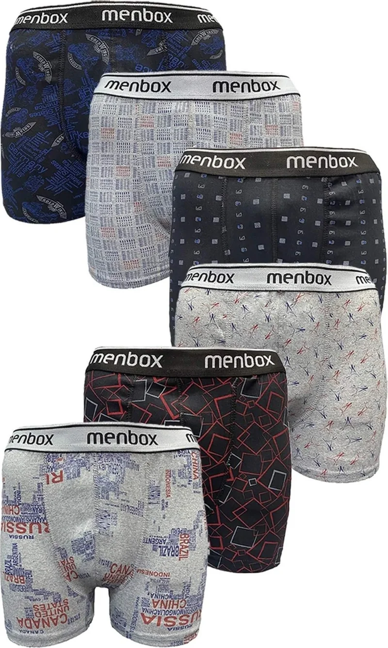Anıt Anit Men's Lycra Boxer Pack of 6 Patterned Mixed Colors (Menbox 1052)