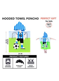 SYOSI Kids Bath Towel for 1-6 Years Toddler, 1Pcs Kids Hooded Towel, Microfiber Bath Towel Super Soft Robe Poncho Bathrobe, Boys Girls Swimming Beach Holiday Water Playing Pool Bath Coverups (Soccer Kid)  - Image 3