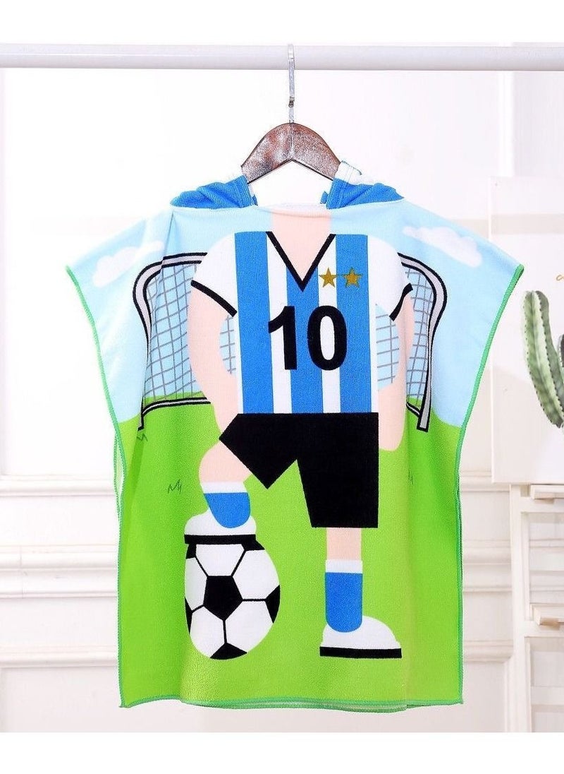 SYOSI Kids Bath Towel for 1-6 Years Toddler, 1Pcs Kids Hooded Towel, Microfiber Bath Towel Super Soft Robe Poncho Bathrobe, Boys Girls Swimming Beach Holiday Water Playing Pool Bath Coverups (Soccer Kid)  - Image 5