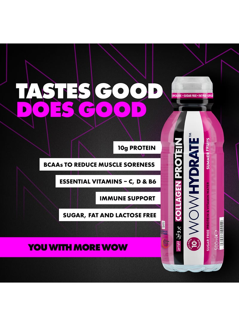 WOW Hydrate Protein Water 10G Collagen Sugar-Free Low-Calorie Vitamin-Enriched Daily Protein Boost 12 X 500Ml Summer Fruits - Image 5