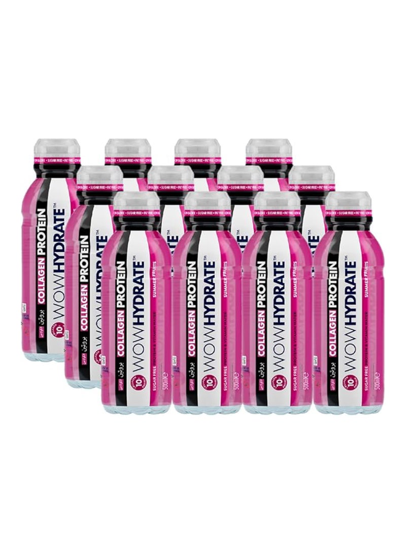 WOW Hydrate Protein Water 10G Collagen Sugar-Free Low-Calorie Vitamin-Enriched Daily Protein Boost 12 X 500Ml Summer Fruits - Image 1