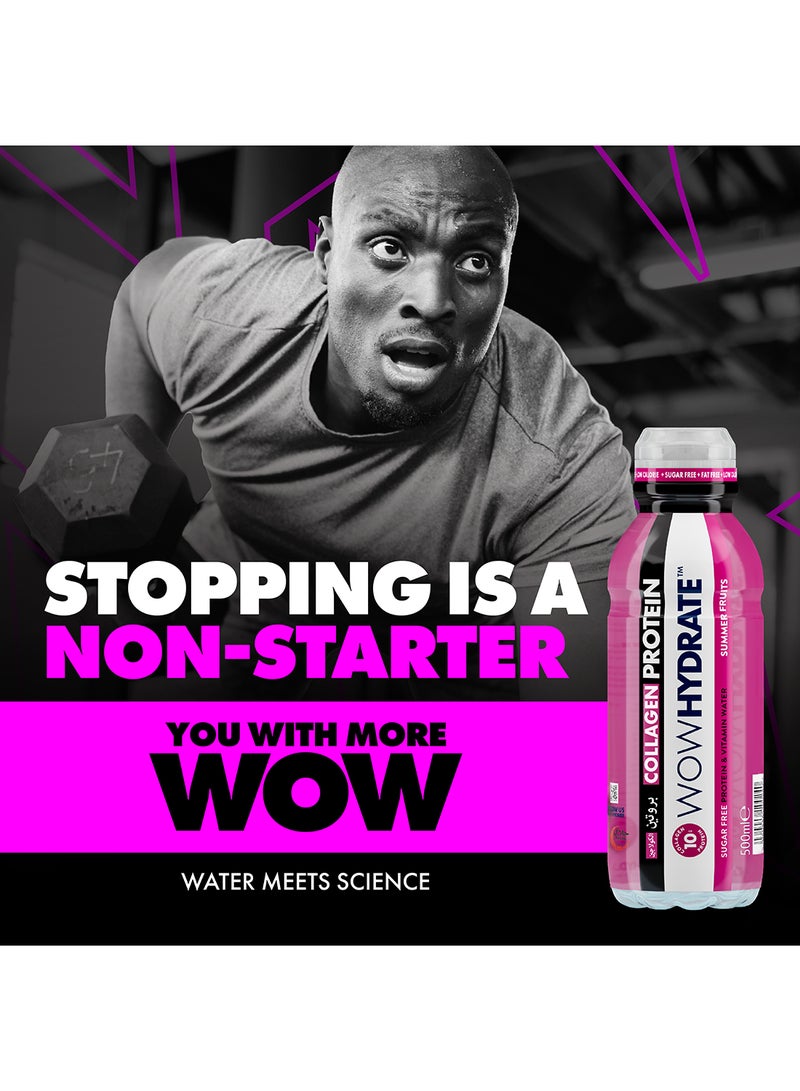 WOW Hydrate Protein Water 10G Collagen Sugar-Free Low-Calorie Vitamin-Enriched Daily Protein Boost 12 X 500Ml Summer Fruits - Image 4