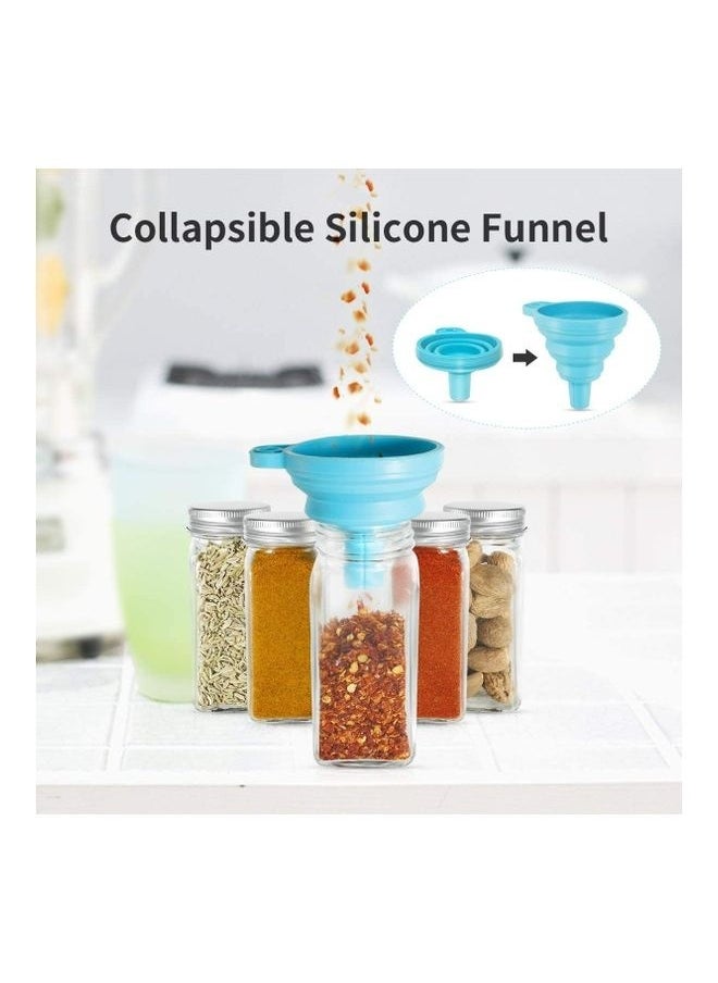 DIDA 24-Piece Glass Spice Jar Set with Airtight Metal Caps - 120ml Empty Square Spice Containers with Shaker Lids, Labels, Silicone Collapsible Funnel, Sponge Brush, White board Pen Included Multicolour 120ml  - Image 5