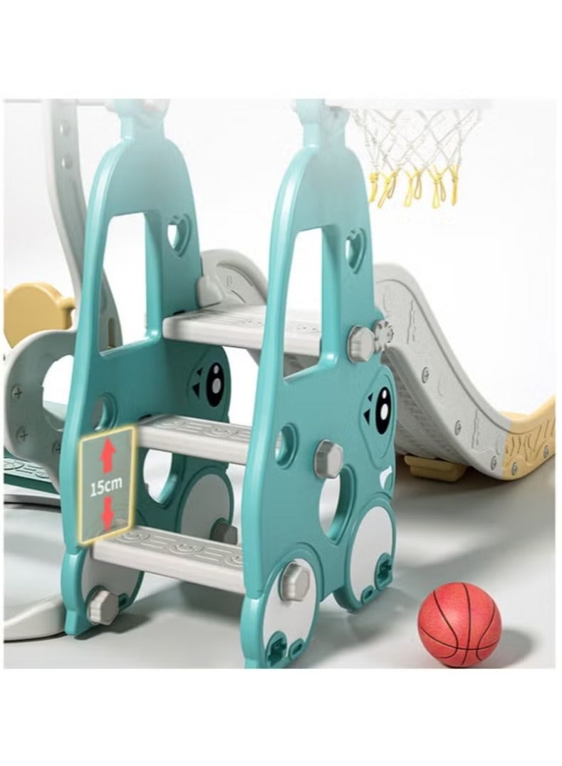 فول جوي مجموعة ملعب داخلي وخارجي للأطفال الصغار، مجموعة زحليقة وأرجوحة  3 في 1 للأطفال، مجموعة لعب زحليقة وأرجوحة مستقلة للأطفال مع طوق كرة سلة - Image 2