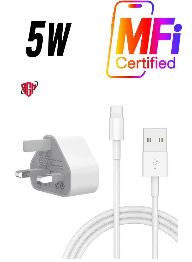 BGM 5V 1A Power Adapter Supply, USB Charger Cable and Plug Compatible for i Phone 5S, 6, 6S, 6 Plus, 6S Plus, 7, 7 Plus, 8, 8 Plus, XS, X, XS Max, 11, XR, i Pod Touch 5G Power Cord  - Image 1