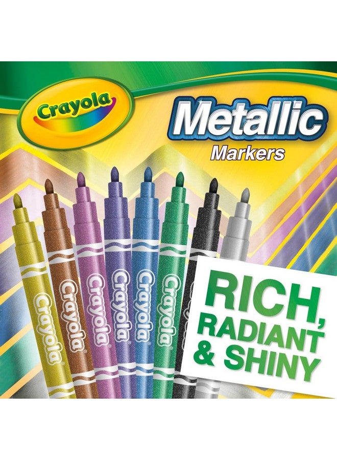 Crayola Metallic Markers, Art Supplies, 8 Count, Colors May Vary - Image 4