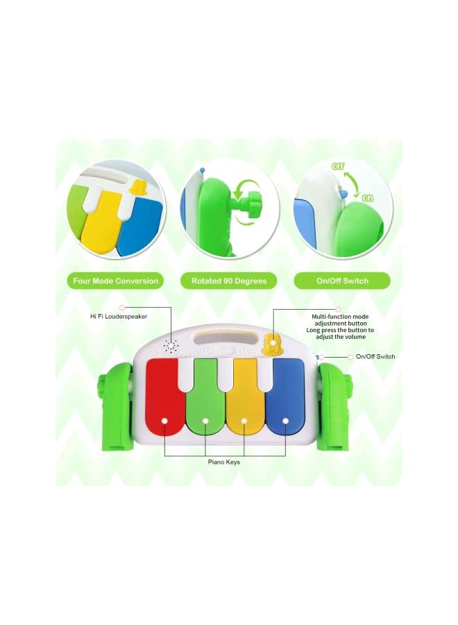 SKY-TOUCH حصائر اللعب لصالات الألعاب الرياضية للأطفال، حصائر بيانو للركل واللعب، حصيرة بطن قابلة للفصل مع موسيقى وأضواء، ألعاب تعليمية إلكترونية موسيقية، مركز نشاط للأطفال والرضع - Image 4