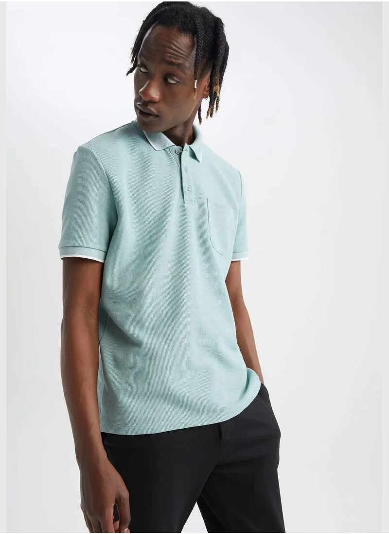 DeFacto Regular Fit Textured Short Sleeve Polo Shirt