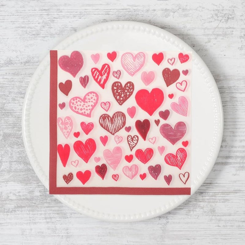 مناديل ورقية وردية على شكل قلب لعيد الحب 40 ورقة ناعمة وماصة لحفلات الزفاف والذكرى السنوية - Image 4