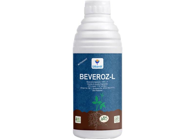 Utkarsh Beauveria Bassiana 1 x 10^8 CFU/ml min. | Western Flower Thrips, Liquid Fungicides for Plants, Home Garden | Beveroz-L (1 Liter; Pack of 1) - Image 1