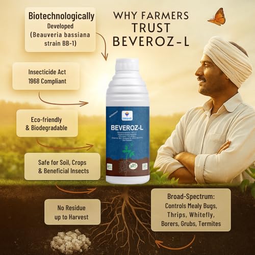 Utkarsh Beauveria Bassiana 1 x 10^8 CFU/ml min. | Western Flower Thrips, Liquid Fungicides for Plants, Home Garden | Beveroz-L (1 Liter; Pack of 1) - Image 5