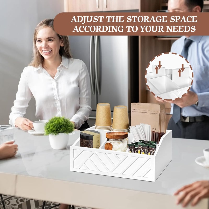 Ukonvi Wood Coffee Station Accessories - Coffee Bar Decor Organizer, Pod Syrup Holder, Condiment Organizer for Countertop (White) - Image 5
