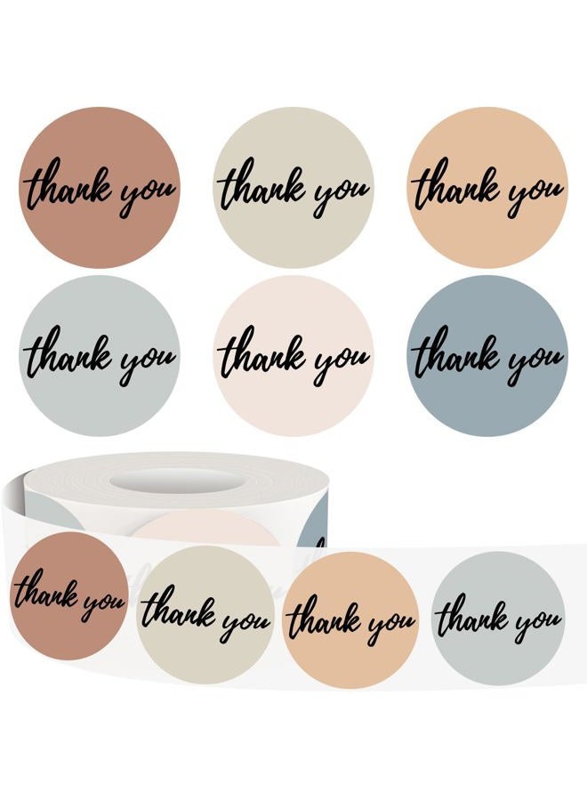 Aufee Thank You Stickers,1.5 Inch Waterproof Morandi Boho Thank You for Supporting My Small Business Stickers Roll,Solid Colors Round Adhesive Labels Bulk for Packaging,Envelopes,Gift Wraps (500pcs) - Image 1