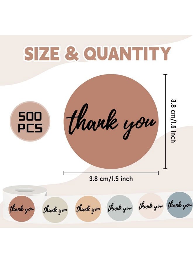Aufee Thank You Stickers,1.5 Inch Waterproof Morandi Boho Thank You for Supporting My Small Business Stickers Roll,Solid Colors Round Adhesive Labels Bulk for Packaging,Envelopes,Gift Wraps (500pcs) - Image 2
