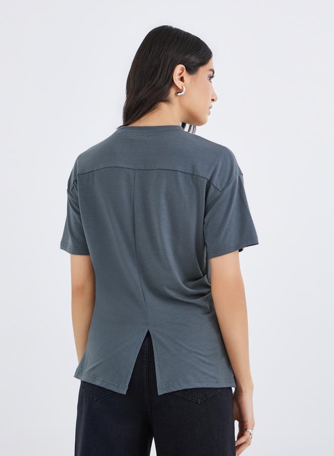 Take Two Back Split Hem Detail Oversized T-Shirt - Image 4