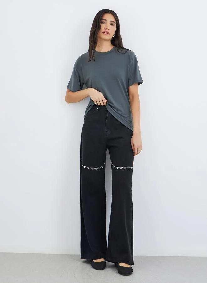 Take Two Take Two Back Split Hem Detail Oversized T-Shirt