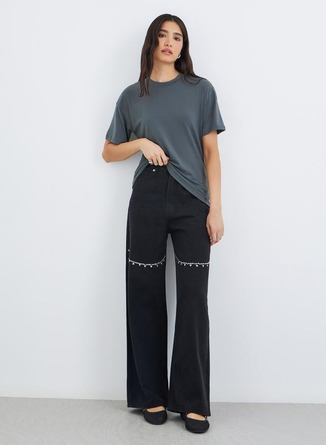 Take Two Back Split Hem Detail Oversized T-Shirt - Image 2
