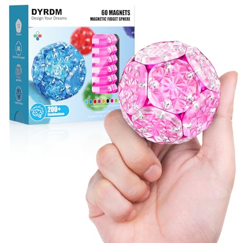 DYRDM Magnetic Fidget Sphere 12 PCS 200 Combinations with Magnet Blocks Magnetic Fidget Toys Sensory Balls Desk Toys for Adults Teens 14 Stress Relief Gift Stocking Stuffers Rose Red - Image 1