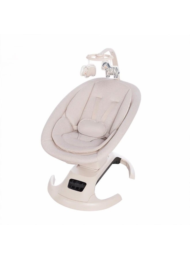 ماستيلا كرسي هزاز ذكي للأطفال حديثي الولادة – أرجوحة كهربائية - سرير اطفال كهربائي متعدد الاستخدام - مقعد مريح وآمن مع حزام أمان وألعاب معلّقة – تصميم عصري لتهدئة ونوم الرضّع - Image 1