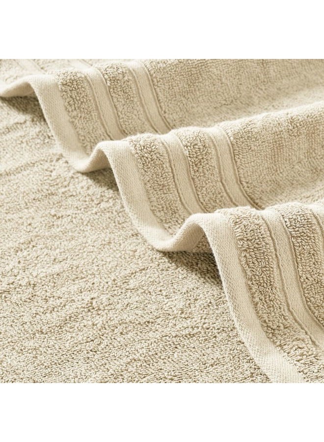 Modern Threads 6-Piece Damask Jacquard/Solid Ultra Soft 550GSM 100% Combed Cotton Towel Set with Embellished Borders [Ivory] - Image 4