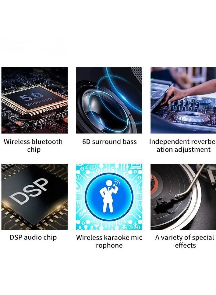 Karaoke Machine with 2 Wireless Microphones Bluetooth Karaoke Speaker System  - Image 3