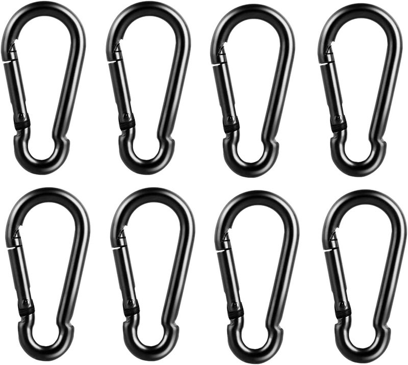 DELSWIN 8 Pcs Carabiner Clip Spring Snap Hook - M6 2.36 Inch Heavy Duty Snap Hooks Quick Link for Hiking Camping Fishing Swing Hammock, 270lbs Capacity - Image 1