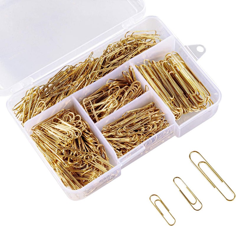 Deoot 600 Paper Clips,Office Gold Paper Clips Assorted Sizes(Small,Medium and Jumbo) 28 mm,33mm,50 mm - Image 2