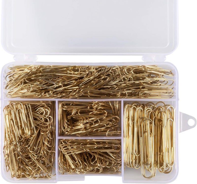 Deoot 600 Paper Clips,Office Gold Paper Clips Assorted Sizes(Small,Medium and Jumbo) 28 mm,33mm,50 mm - Image 1