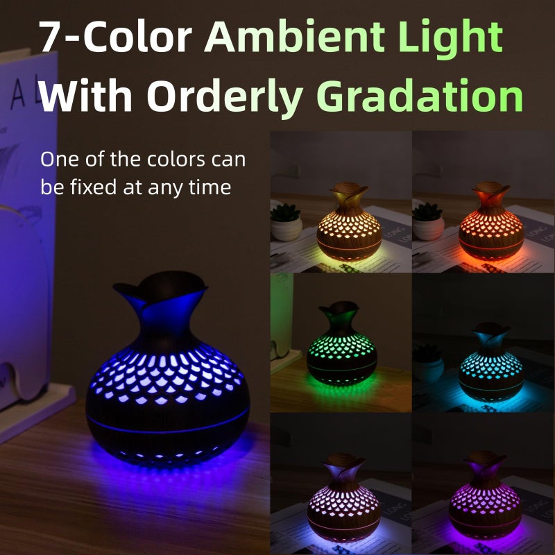 Vromoon Colorful Cool Mini Humidifier, Flower Shape USB Personal Desktop Humidifier for Car, Office Room, Bedroom,etc. 2 Mist Modes, 7 colors,Super Quiet (Lightwood) - Image 5