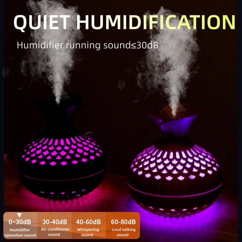 Vromoon Colorful Cool Mini Humidifier, Flower Shape USB Personal Desktop Humidifier for Car, Office Room, Bedroom,etc. 2 Mist Modes, 7 colors,Super Quiet (Lightwood) - Image 2