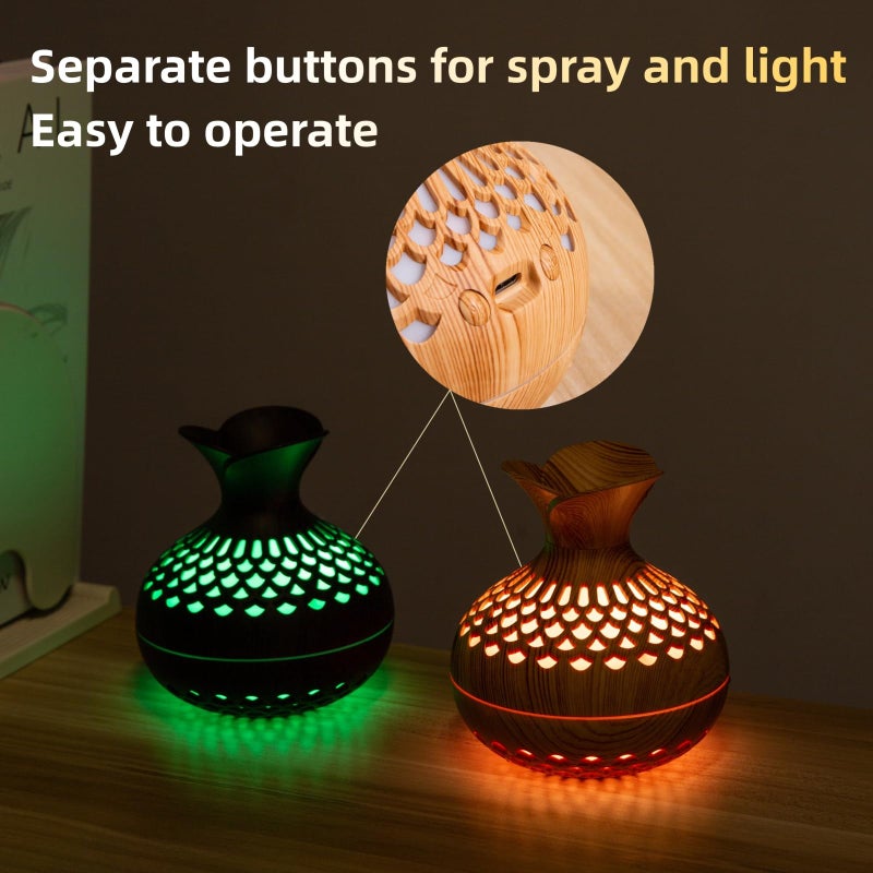 Vromoon Colorful Cool Mini Humidifier, Flower Shape USB Personal Desktop Humidifier for Car, Office Room, Bedroom,etc. 2 Mist Modes, 7 colors,Super Quiet (Lightwood) - Image 4