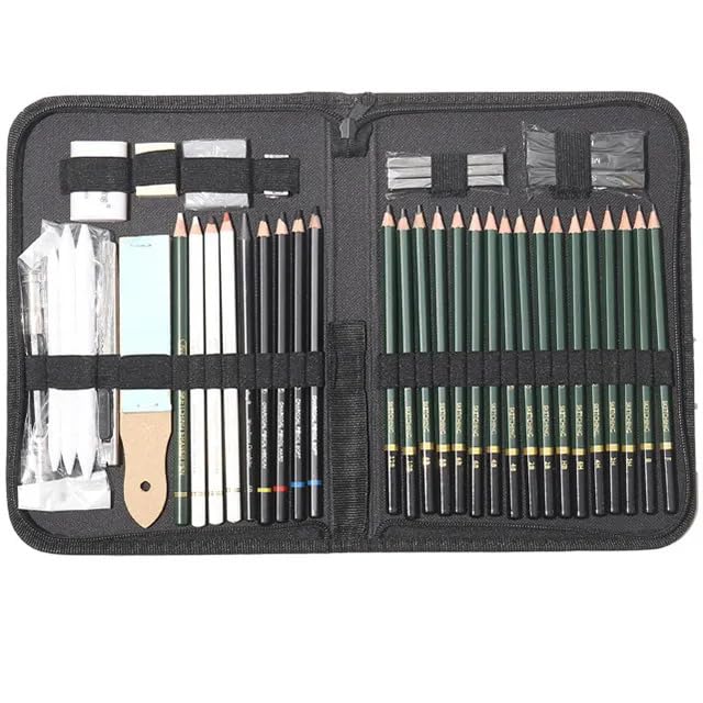 Eduway Sketching Kit 42 Pcs For Sketching & Drawing | Include 26 Pencil, 6 Sticks, 3 Stumps, 1Sharpener, 1 Sandpaper, 1 Cutter, 1 Extender, 3 Charcoal Road With Zipper Bag | Ideal For Beginners, Artists & Adults - Image 4