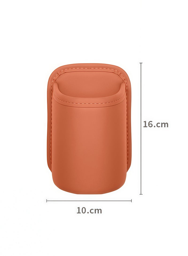 حامل مشروبات سيارة مضاد للانسكاب - مشبك جلد برتقالي، حواف ناعمة وتماسك قوي | اكسسوار دفع رباعي | شحن سريع الإمارات - Image 4