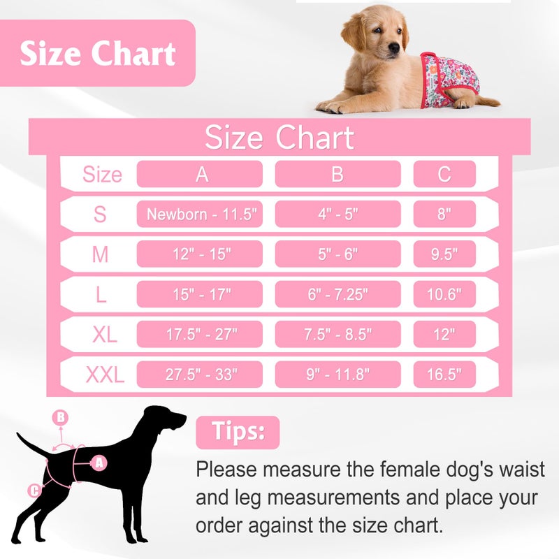 Barklincharm 5 Pack Reusable Diapers for Doggie, Highly Absorbent Dog Diapers Female for Pet with Incontinence or Frequent Urination, Small Dog Diapers Female, Flowers - Image 2