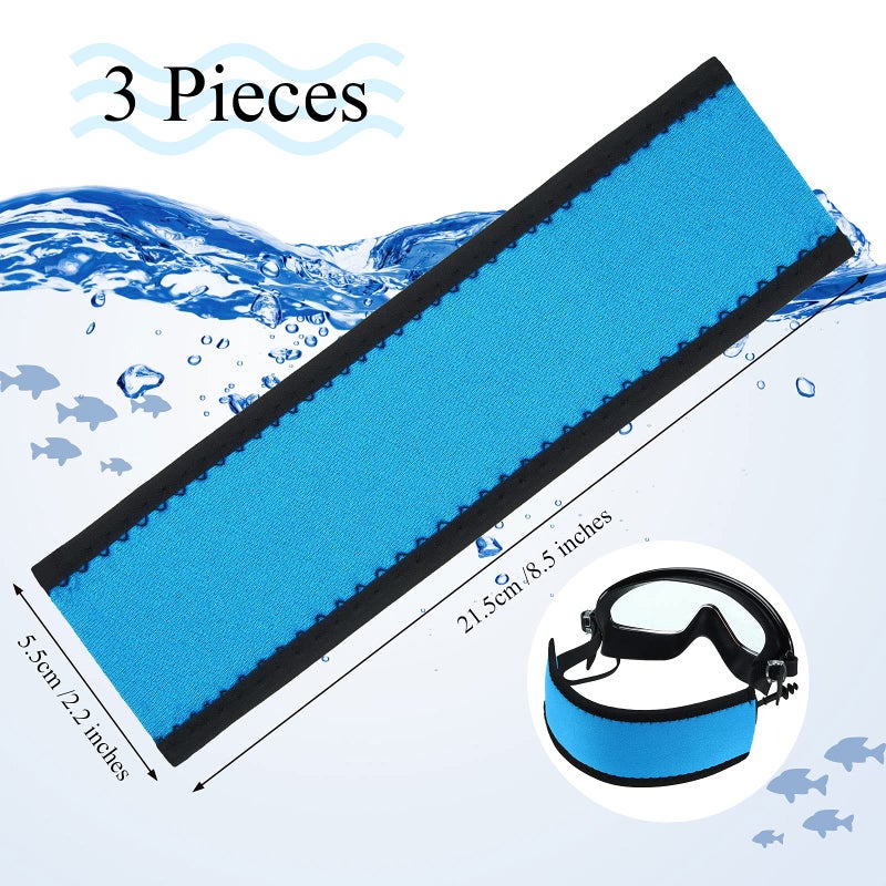 Skylety 3 Pcs Swimming Mask Strap Cover Diving Mask Straps Adjustable Hair Protector Wrap for Dive and Snorkel Masks Water Sports - Image 3