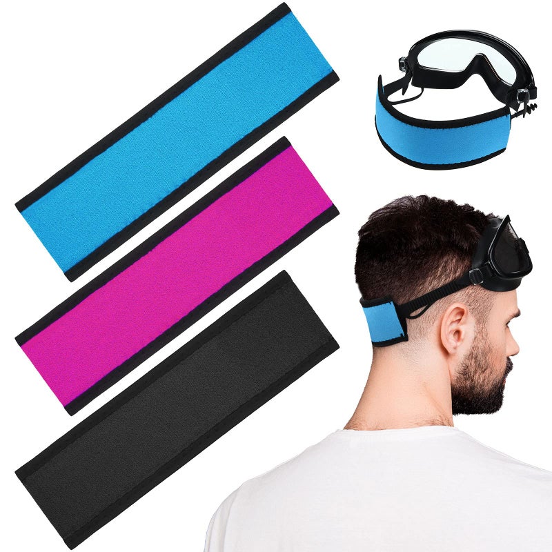 Skylety 3 Pcs Swimming Mask Strap Cover Diving Mask Straps Adjustable Hair Protector Wrap for Dive and Snorkel Masks Water Sports - Image 1