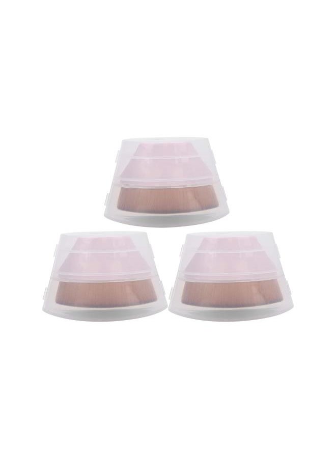 Generic - 3pcs Foundation Brush with Case, Flat Top Hexagon Kabuki Foundation Brush Travel Makeup Brush for Blending Liquid, Cream, Powder Makeup (Pink) - Image 1