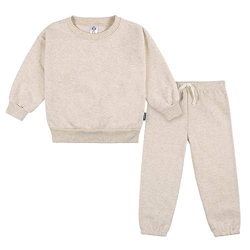 Gerber Baby Girls Toddler 2Piece Fleece Sweatshirt and Jogger Set Oatmeal Heather 12 Months - Image 1