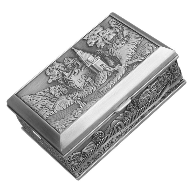 Metal Jewelry Box Castle Relief Pattern Jewelry Case Alloy Jewelry Case Keepsake Container - Image 4