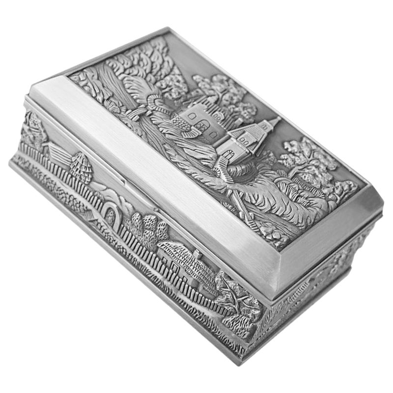Metal Jewelry Box Castle Relief Pattern Jewelry Case Alloy Jewelry Case Keepsake Container - Image 2