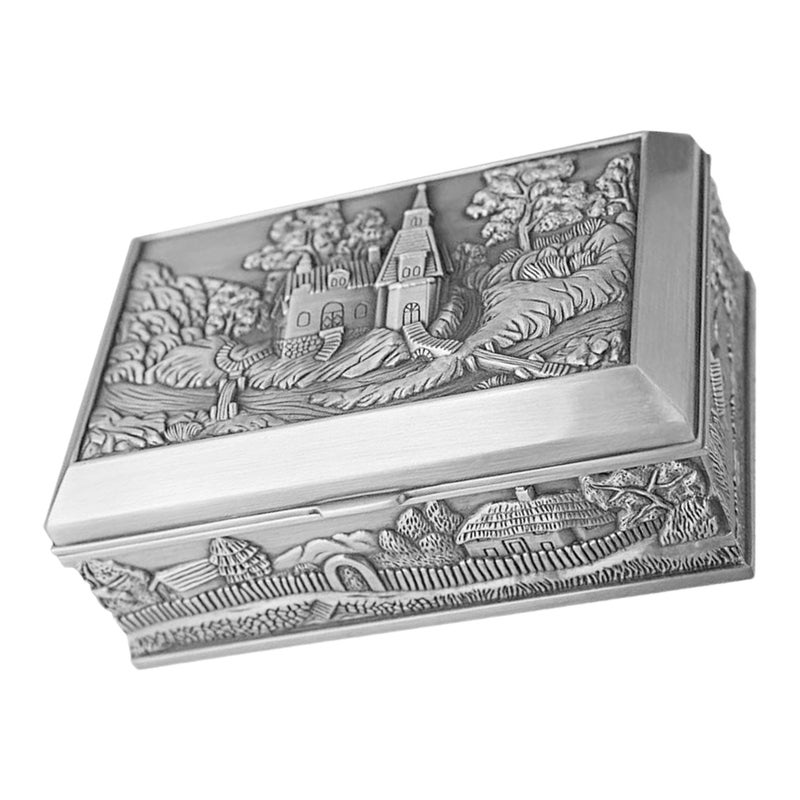 Metal Jewelry Box Castle Relief Pattern Jewelry Case Alloy Jewelry Case Keepsake Container - Image 1