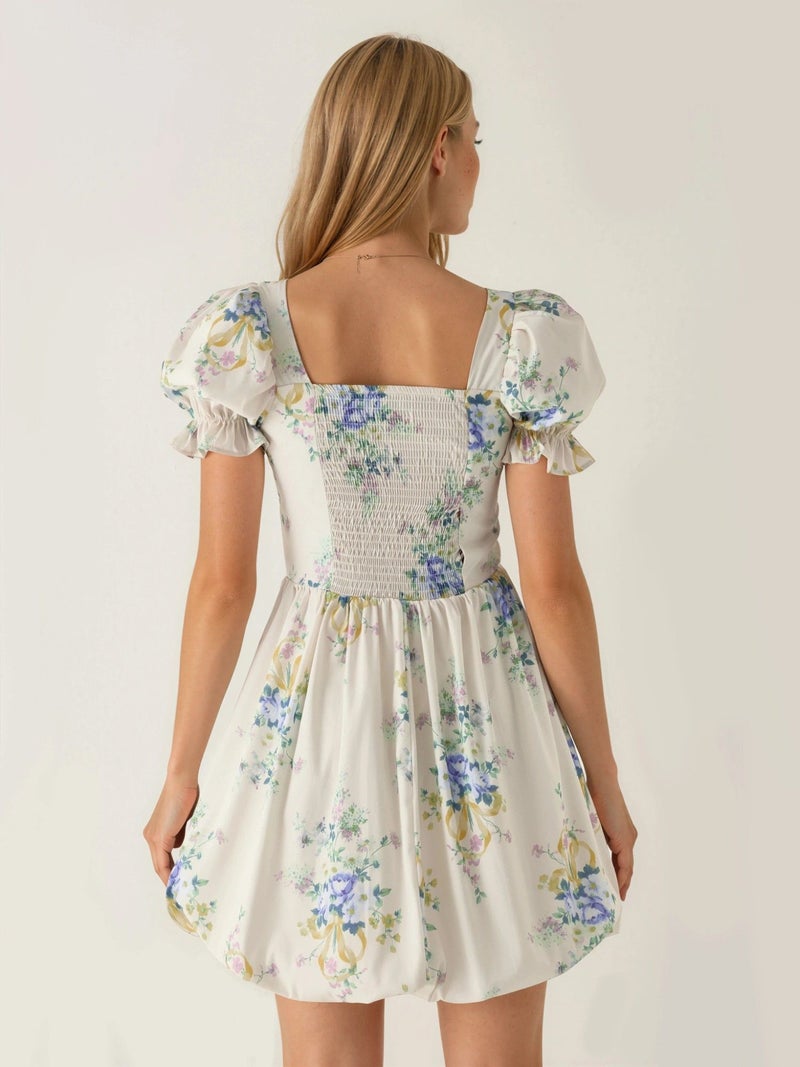 BUSEM Floral A-Line Mini Dress with Tie Detail - Image 3