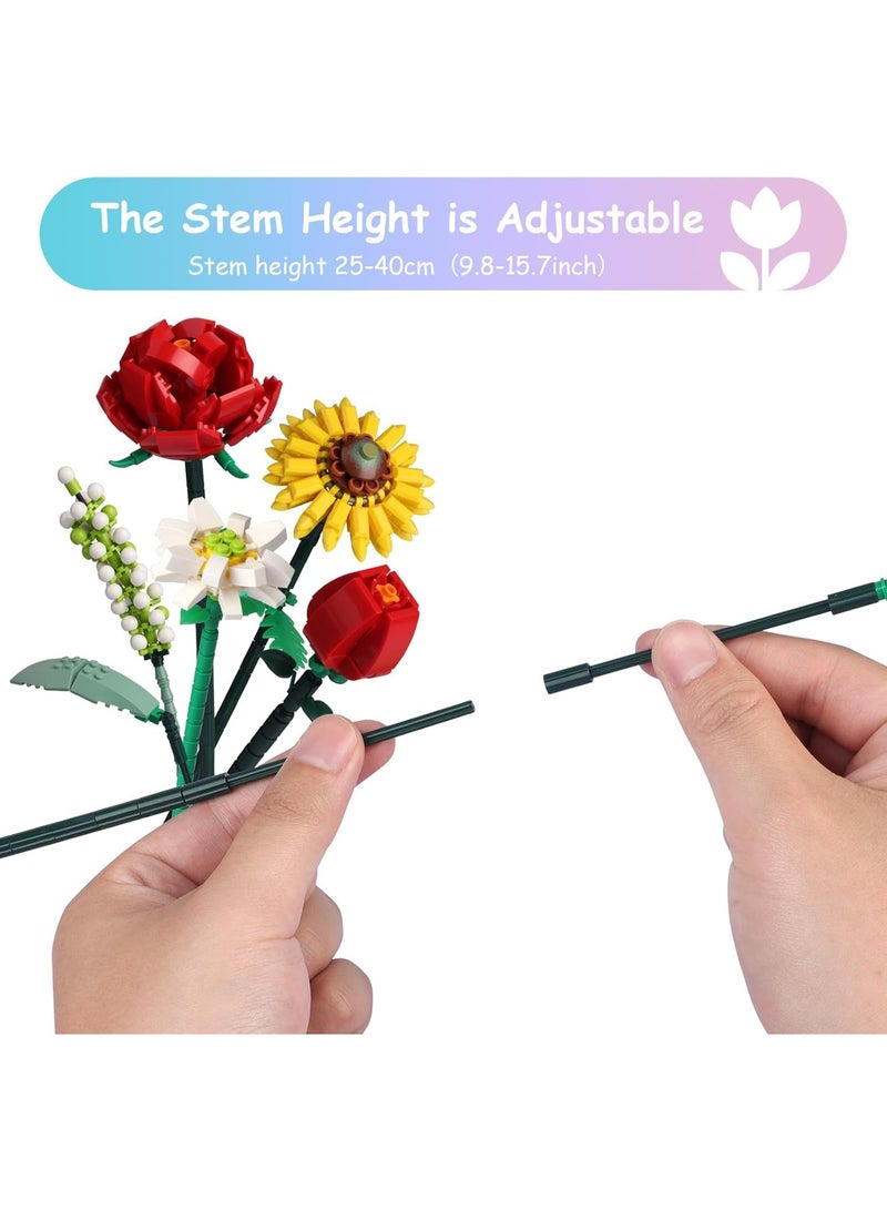 Block Bouquet, Small Particles Assembly Toys, 568 Blocks, Cultivate Children's Concentration Puzzles, Suitable for 6 Years Old + Child  - Image 5