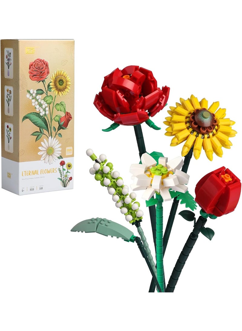 Block Bouquet, Small Particles Assembly Toys, 568 Blocks, Cultivate Children's Concentration Puzzles, Suitable for 6 Years Old + Child  - Image 1