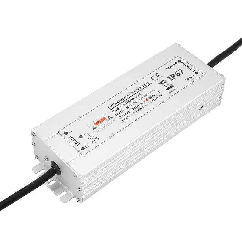 غلاف من الألومنيوم بتصنيف IP67 للمصابيح وأشرطة الإضاءة - مزود طاقة LED بقدرة 250 واط 12 فولت من نوع HRW - محول قيادة بجهد ثابت 250 واط 12 فولت 20.8 أمبير - محول طاقة إضاءة من التيار المتردد إلى التيار المستمر. (12 فولت 20.8 أمبير HRW-12V250W) - Image 3